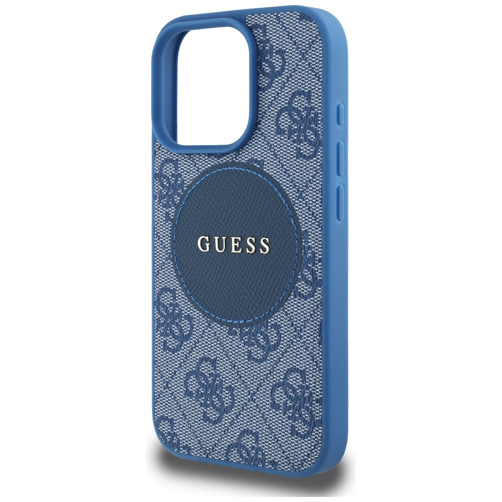 Pouzdro MagSafe pro Apple iPhone 16 Pro Max, Guess, 4G Circle Classic Logo, Modrá