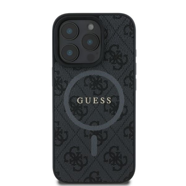 Pouzdro MagSafe pro Apple iPhone 16 Pro Max, Guess, 4G Ring Classic Logo, Černá