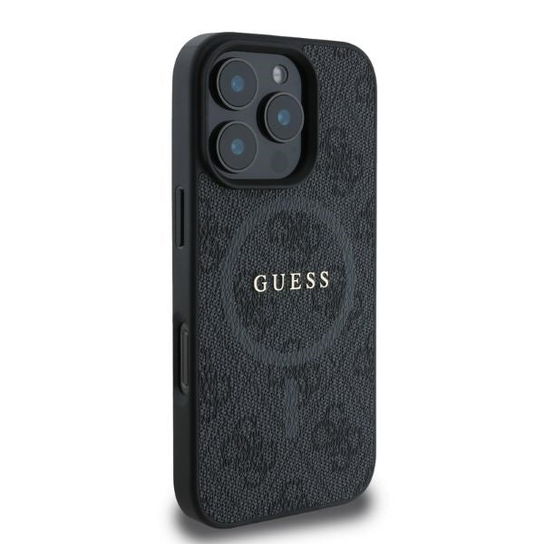 Pouzdro MagSafe pro Apple iPhone 16 Pro Max, Guess, 4G Ring Classic Logo, Černá