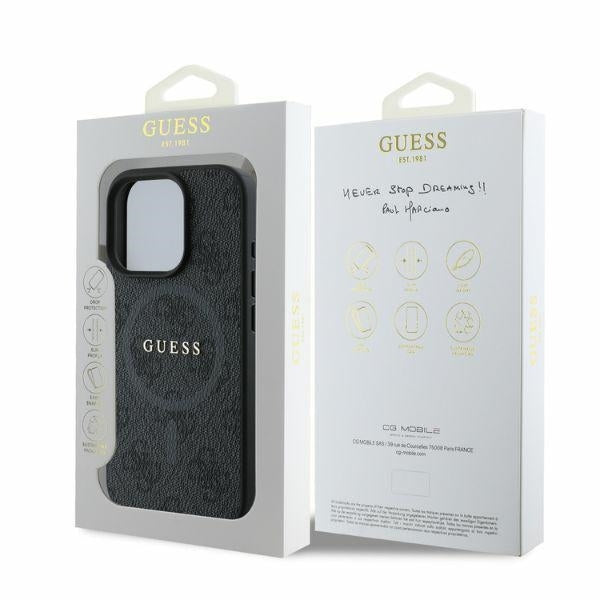 Pouzdro MagSafe pro Apple iPhone 16 Pro Max, Guess, 4G Ring Classic Logo, Černá