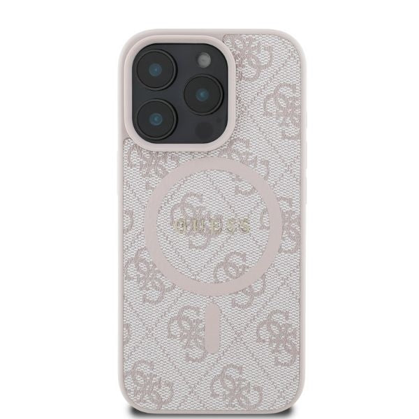 MagSafe Case for Apple iPhone 16 Pro Max, Guess, 4G Ring Classic Logo, Pink