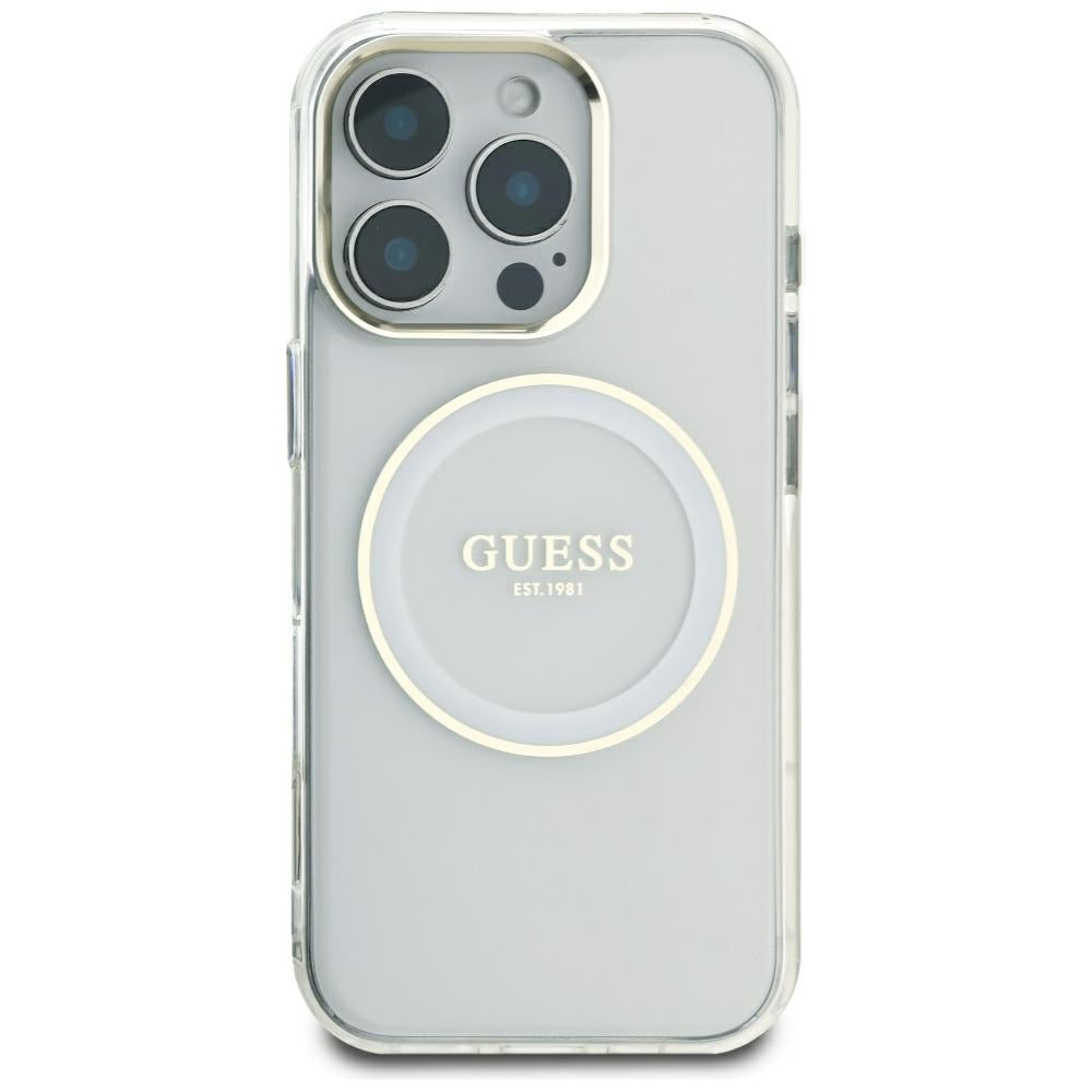 Pouzdro MagSafe pro Apple iPhone 16 Pro Max, Guess, IML Metal Colored Circle, Bílá