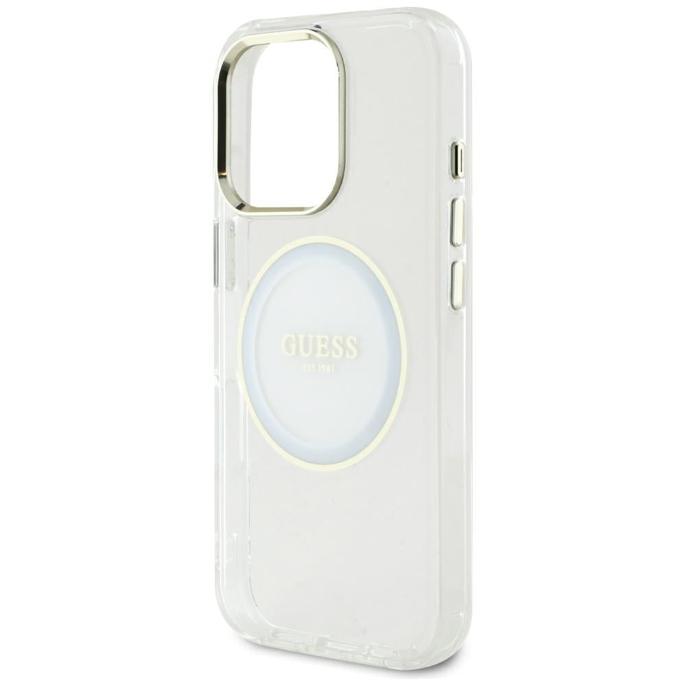 Pouzdro MagSafe pro Apple iPhone 16 Pro Max, Guess, IML Metal Colored Circle, Bílá