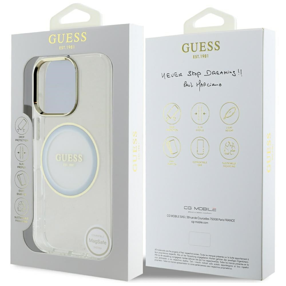 Pouzdro MagSafe pro Apple iPhone 16 Pro Max, Guess, IML Metal Colored Circle, Bílá