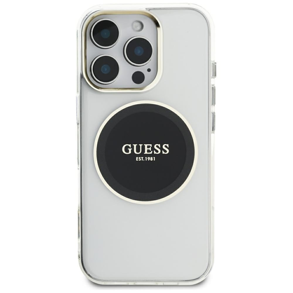 Pouzdro MagSafe pro Apple iPhone 16 Pro Max, Guess, IML Metal Colored Circle, Černá