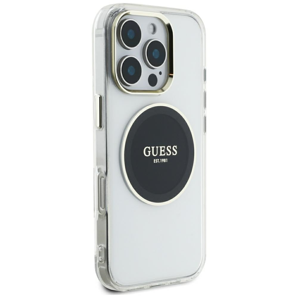 Pouzdro MagSafe pro Apple iPhone 16 Pro Max, Guess, IML Metal Colored Circle, Černá