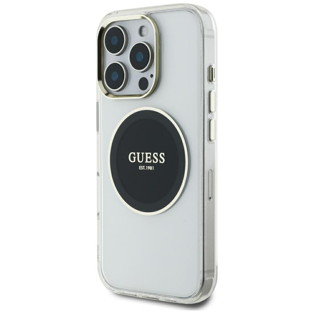 Pouzdro MagSafe pro Apple iPhone 16 Pro Max, Guess, IML Metal Colored Circle, Černá