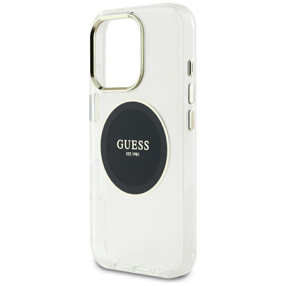 Pouzdro MagSafe pro Apple iPhone 16 Pro Max, Guess, IML Metal Colored Circle, Černá