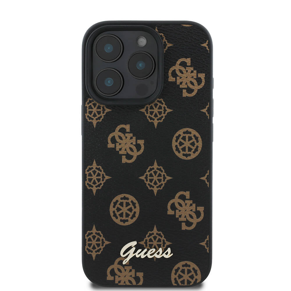 Pouzdro MagSafe pro Apple iPhone 16 Pro Max, Guess, Peony Script, Černá