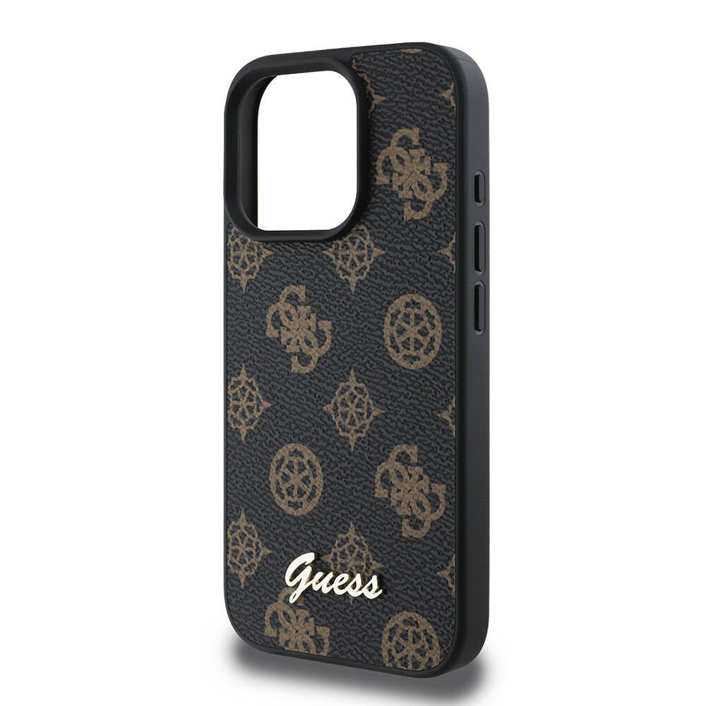 Pouzdro MagSafe pro Apple iPhone 16 Pro Max, Guess, Peony Script, Černá