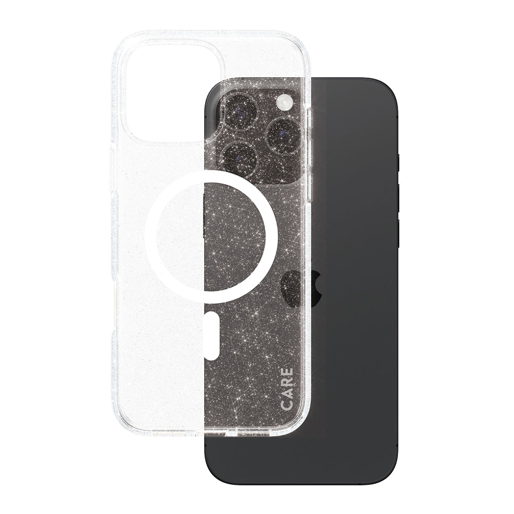 Pouzdro MagSafe pro Apple iPhone 16 Pro Max, PanzerGlass, Care Urban Combat Star Lit, Bílá Transparentní
