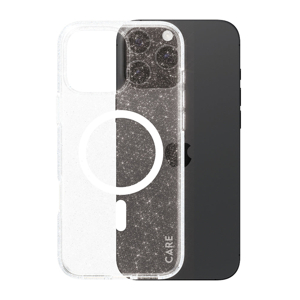 Pouzdro MagSafe pro Apple iPhone 16 Pro Max, PanzerGlass, Care Urban Combat Star Lit, Bílá Transparentní