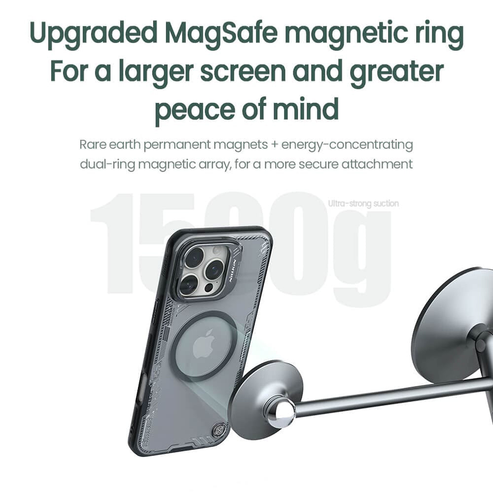 MagSafe pouzdro pro Apple iPhone 16 Pro, Nillkin, Iceblade Prop (s výřezem na fotoaparát), zelené