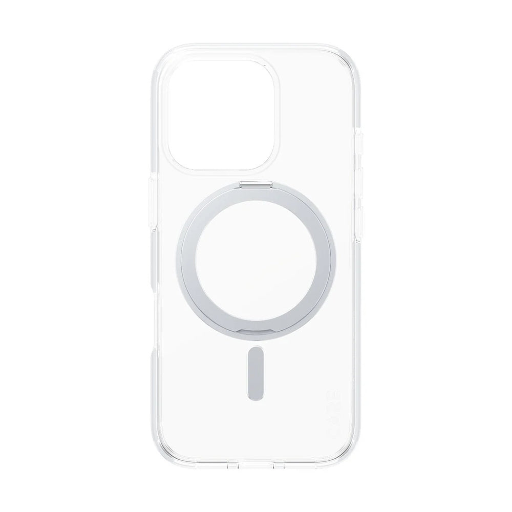 Pouzdro MagSafe pro Apple iPhone 16 Pro, PanzerGlass, Care Feature Kickstand, Stříbrně průhledné