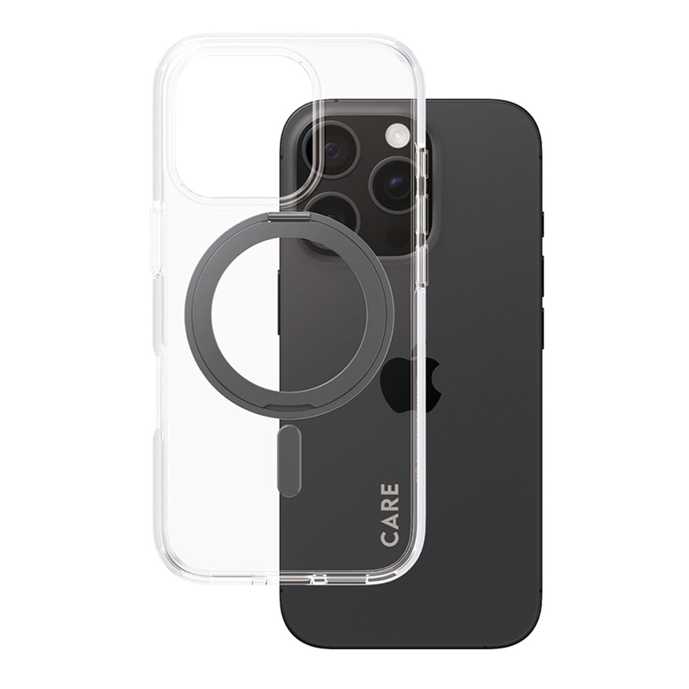 Pouzdro MagSafe pro Apple iPhone 16 Pro, PanzerGlass, s funkcí stojánku, černě průhledné
