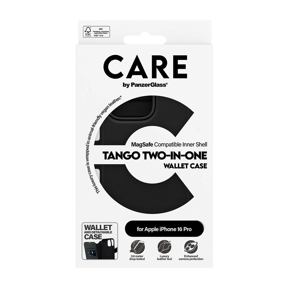 Pouzdro MagSafe pro Apple iPhone 16 Pro, PanzerGlass, Care Feature Tango Two-in-One, Černá