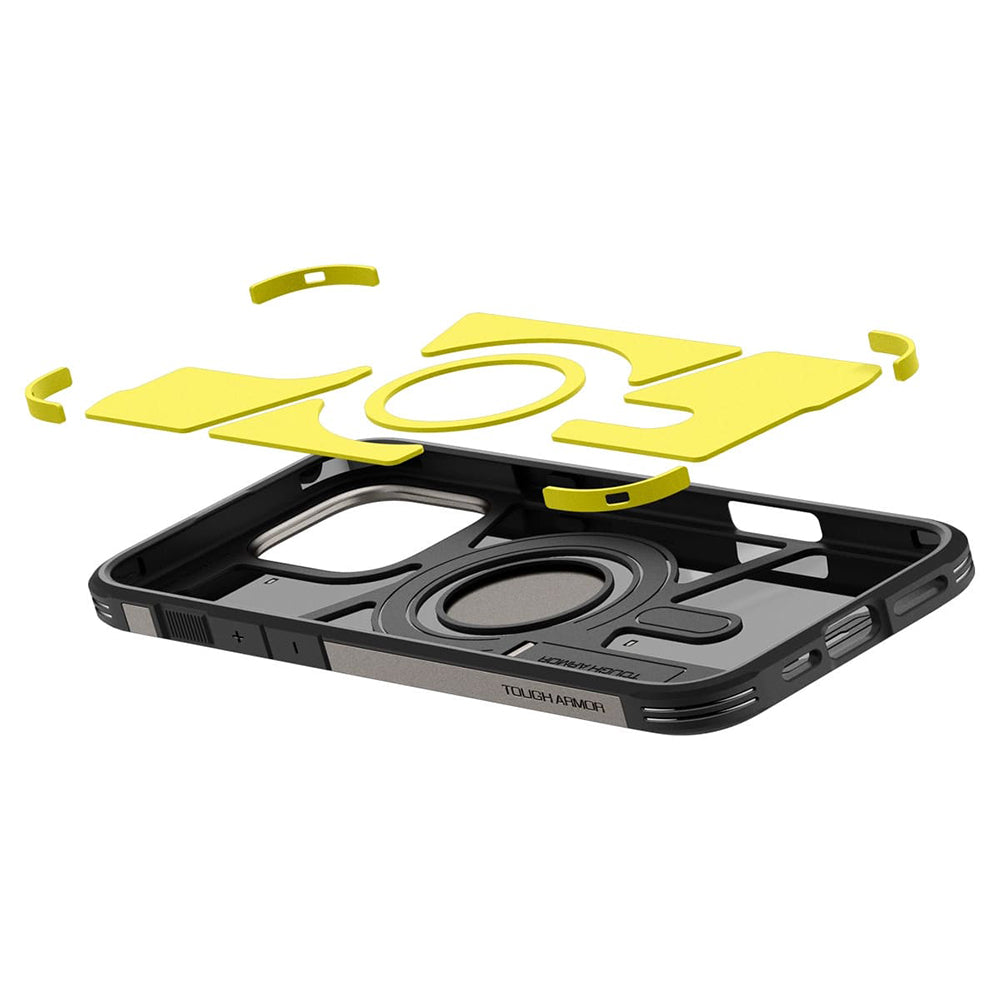 Pouzdro MagSafe pro Apple iPhone 16 Pro, Spigen, Tough Armor, Šedé ACS08145