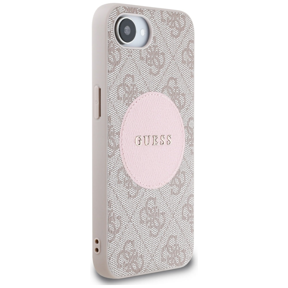 Pouzdro MagSafe pro Apple iPhone 17e / 16e, Guess, 4G Circle Classic Logo, Růžové