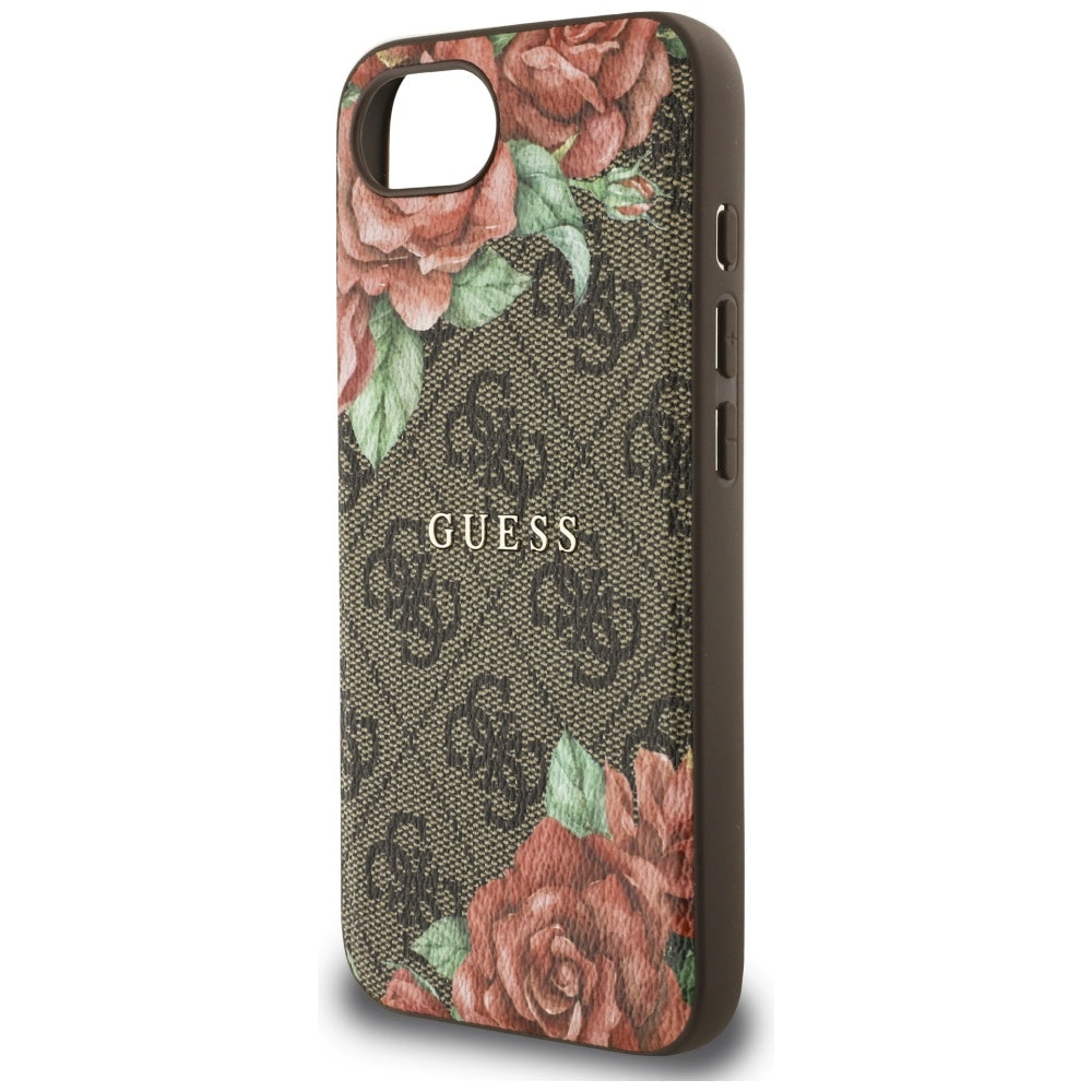 Pouzdro MagSafe pro Apple iPhone 17e / 16e, Guess, 4G Flowers Print, Hnědá