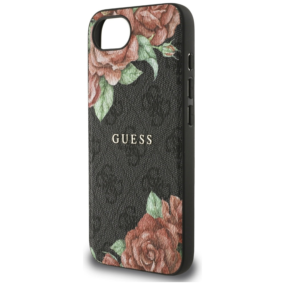 Pouzdro MagSafe pro Apple iPhone 17e / 16e, Guess, 4G Flowers Print, Černá