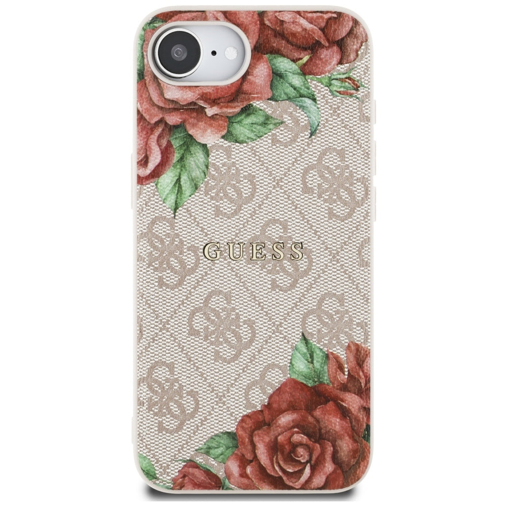Pouzdro MagSafe pro Apple iPhone 17e / 16e, Guess, 4G Flowers Print, Růžové