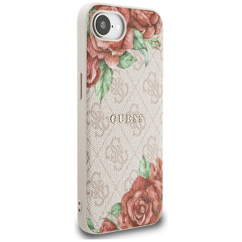 Pouzdro MagSafe pro Apple iPhone 17e / 16e, Guess, 4G Flowers Print, Růžové