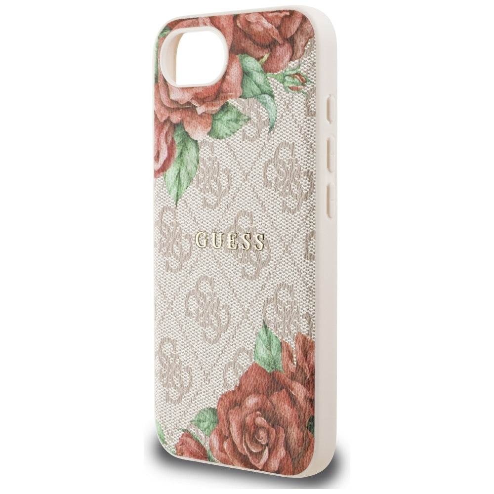 Pouzdro MagSafe pro Apple iPhone 17e / 16e, Guess, 4G Flowers Print, Růžové
