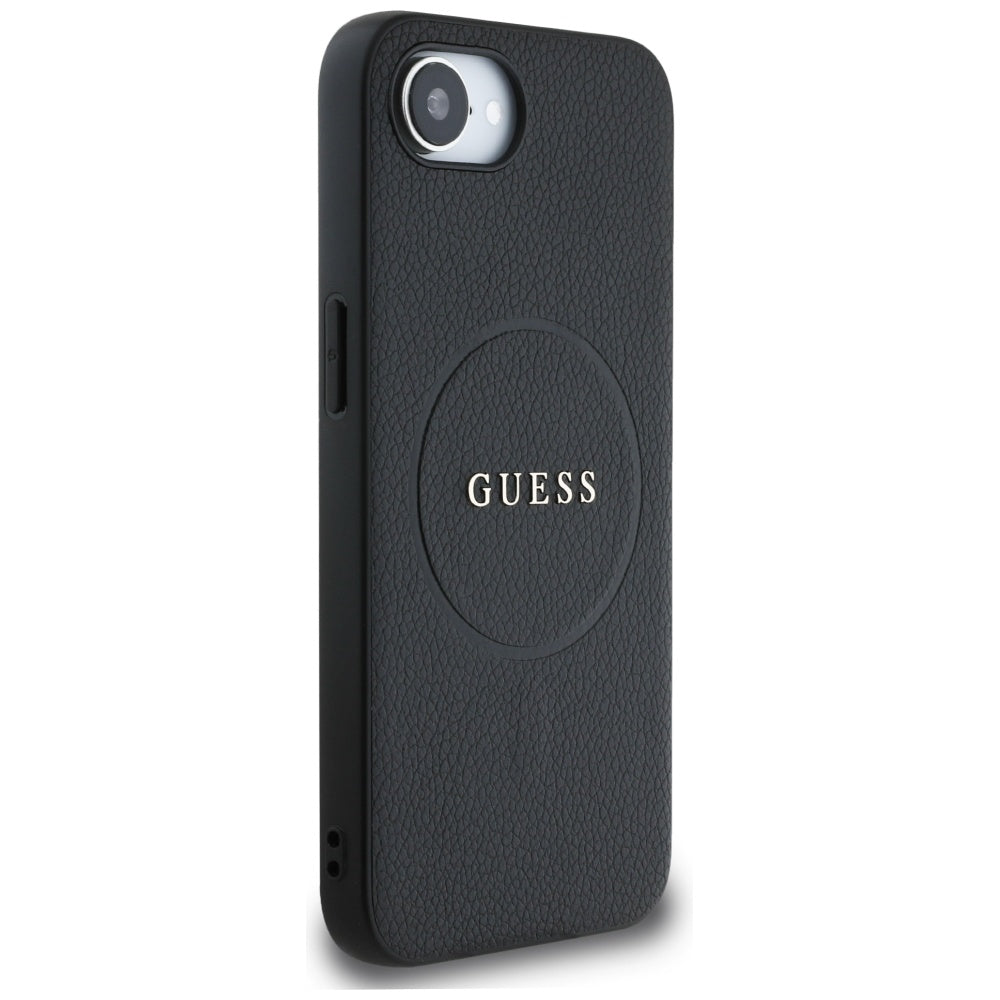 Pouzdro MagSafe pro Apple iPhone 17e / 16e, Guess, Grained Gold Ring, Černá