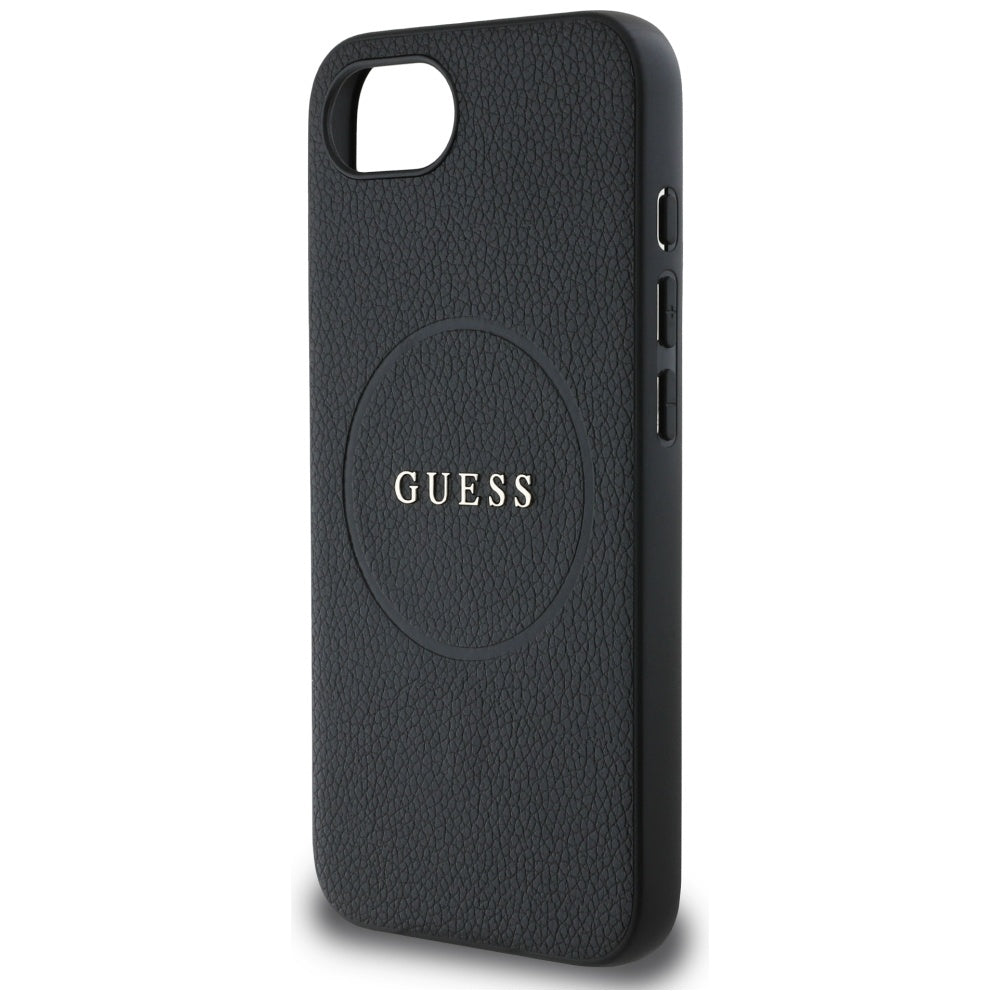 Pouzdro MagSafe pro Apple iPhone 17e / 16e, Guess, Grained Gold Ring, Černá