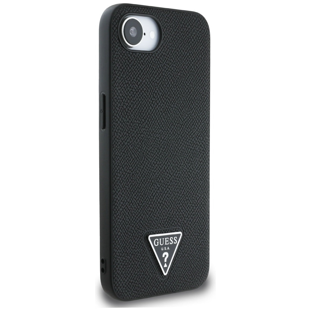 Pouzdro MagSafe pro Apple iPhone 17e / 16e, Guess, Grained Triangle Logo, Černá