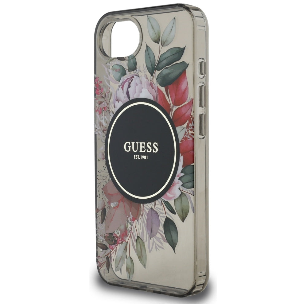 Pouzdro MagSafe pro Apple iPhone 17e / 16e, Guess, IML Flowers, Černá