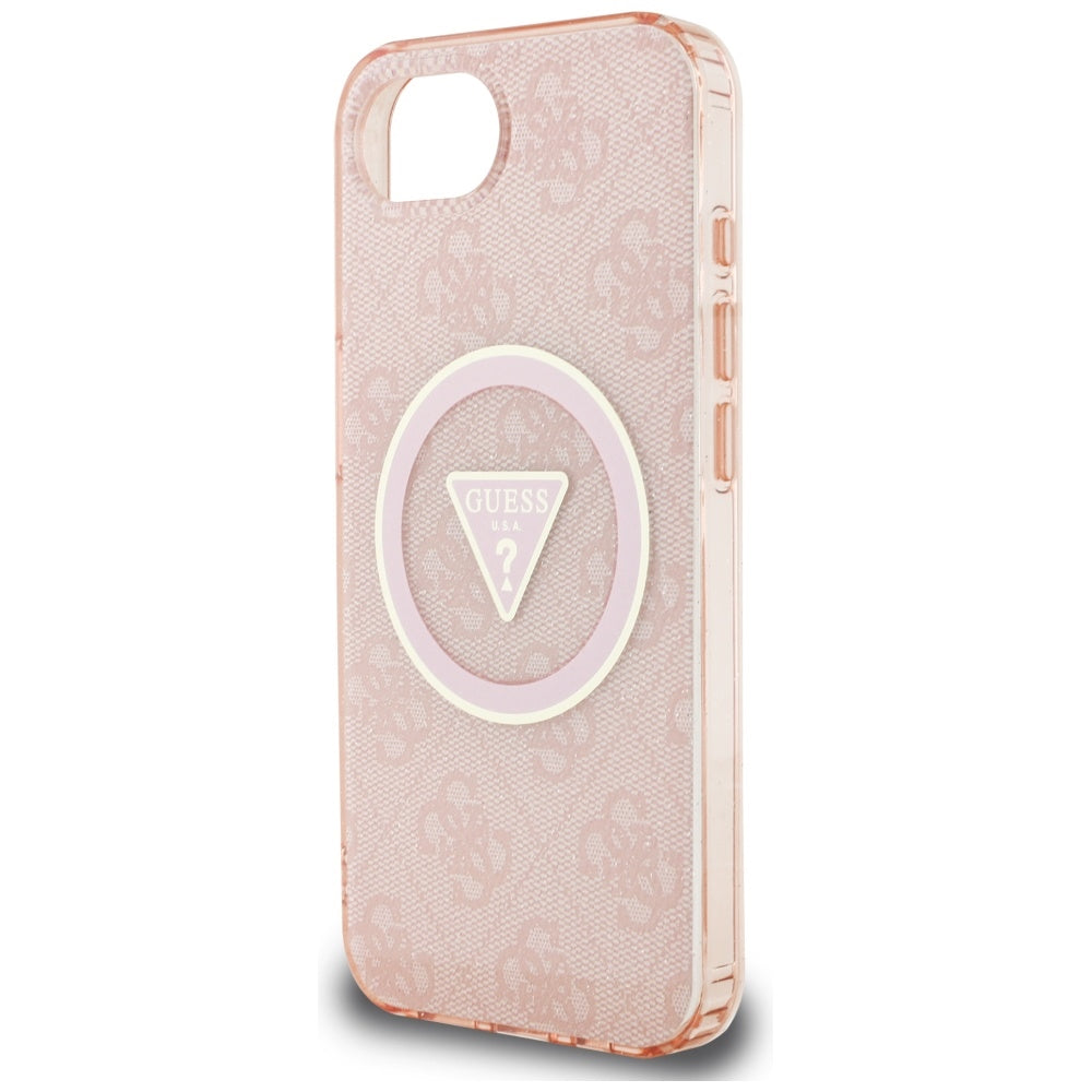 Pouzdro MagSafe pro Apple iPhone 17e / 16e, Guess, IML Glitter 4G Circle Triangle, Růžové