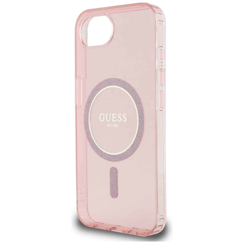 Pouzdro MagSafe pro Apple iPhone 17e / 16e, Guess, IML Glitter Circle, Růžové