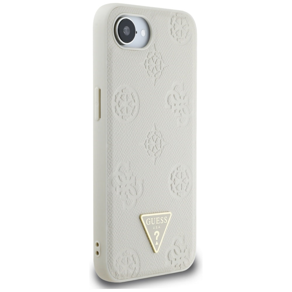 Pouzdro MagSafe pro Apple iPhone 17e / 16e, Guess, Peony Grained Hot Stamp Triangle, Béžová