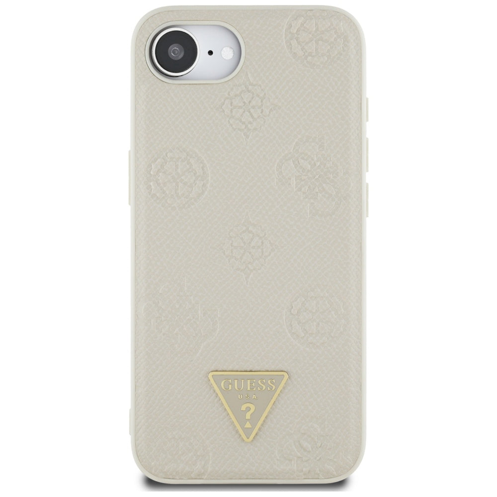 Pouzdro MagSafe pro Apple iPhone 17e / 16e, Guess, Peony Grained Hot Stamp Triangle, Béžová