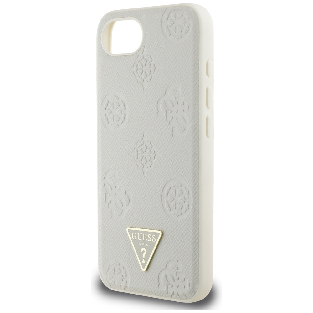 Pouzdro MagSafe pro Apple iPhone 17e / 16e, Guess, Peony Grained Hot Stamp Triangle, Béžová