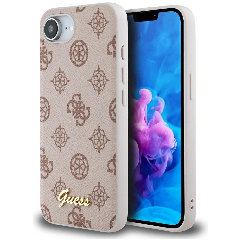 Pouzdro MagSafe pro Apple iPhone 17e / 16e, Guess, Peony Script, Hnědá
