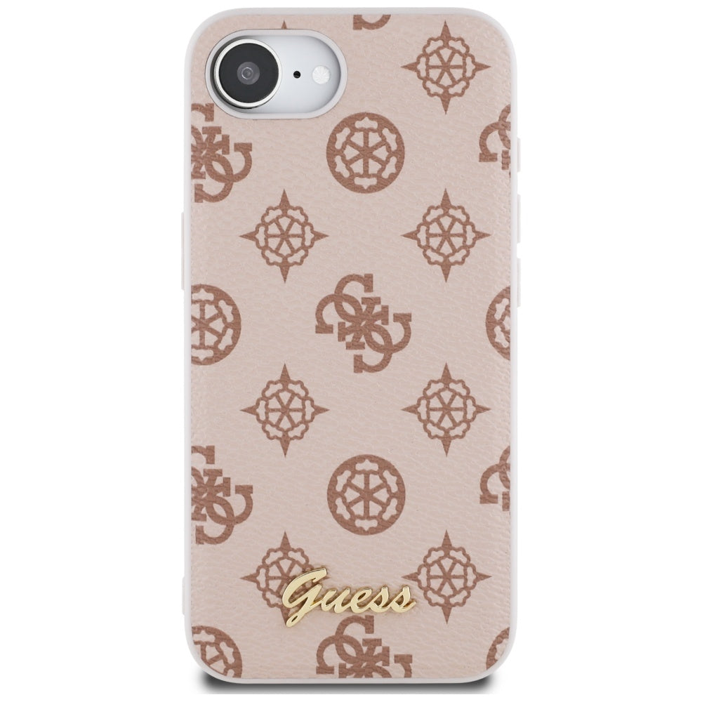 Pouzdro MagSafe pro Apple iPhone 17e / 16e, Guess, Peony Script, Hnědá