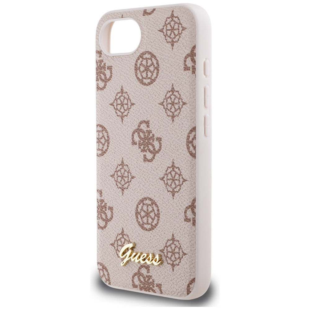 Pouzdro MagSafe pro Apple iPhone 17e / 16e, Guess, Peony Script, Hnědá