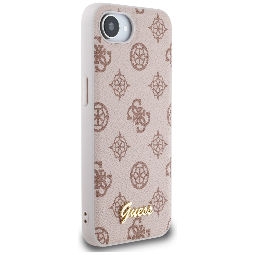 Pouzdro MagSafe pro Apple iPhone 17e / 16e, Guess, Peony Script, Hnědá