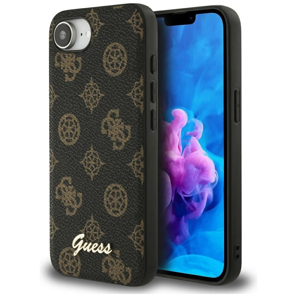 Pouzdro MagSafe pro Apple iPhone 17e / 16e, Guess, Peony Script, Černá