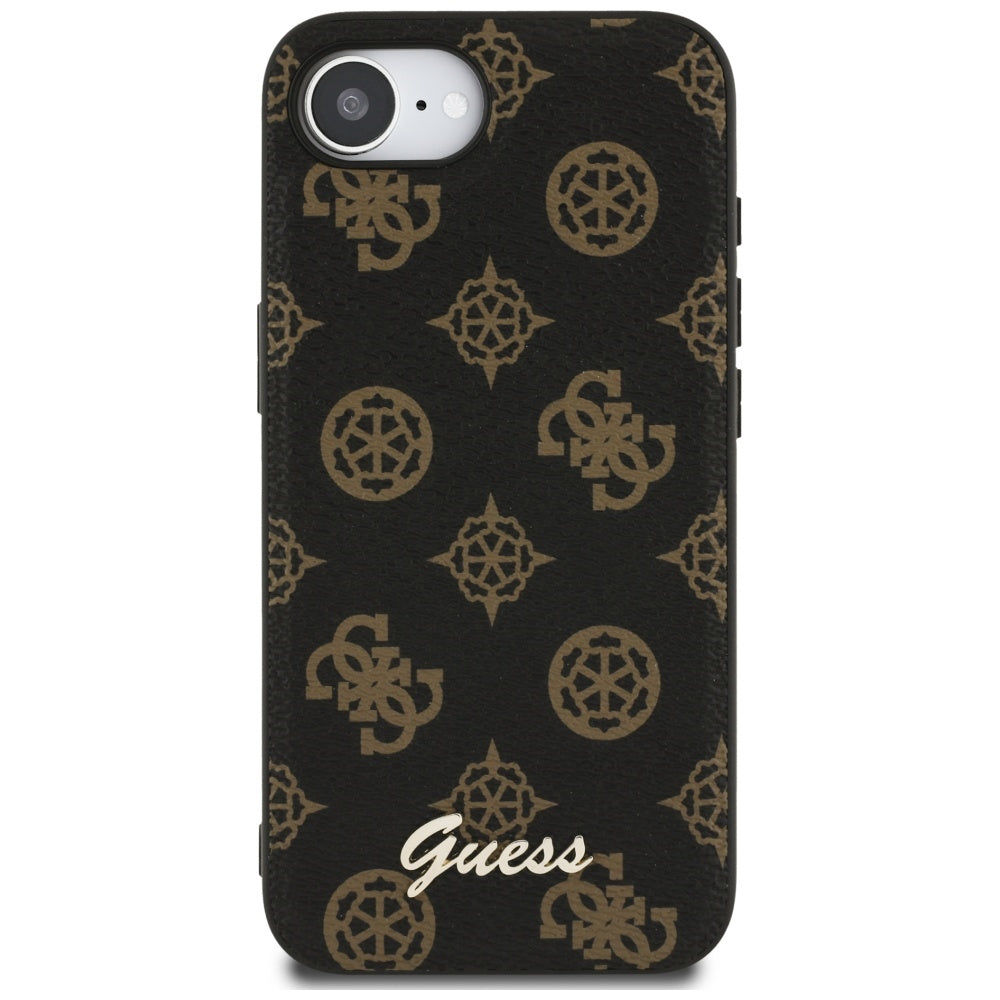 Pouzdro MagSafe pro Apple iPhone 17e / 16e, Guess, Peony Script, Černá