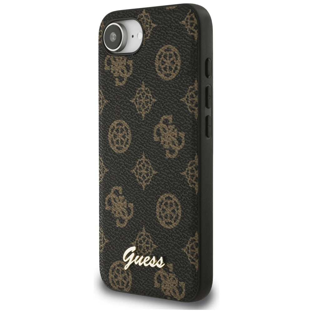 Pouzdro MagSafe pro Apple iPhone 17e / 16e, Guess, Peony Script, Černá