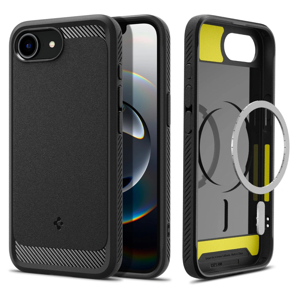 Pouzdro MagSafe pro Apple iPhone 17e / 16e, Spigen, Rugged Armor, Matně černé