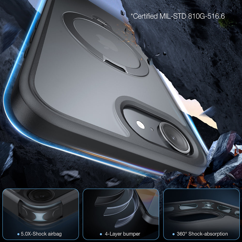 Pouzdro MagSafe pro Apple iPhone 17e / 16e, Torras, Ostand Spin, Černá