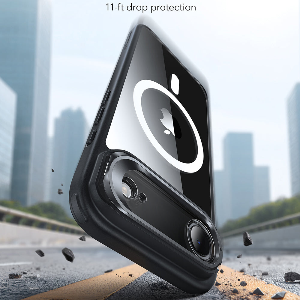 Pouzdro MagSafe pro Apple iPhone 17 Air, ESR, Classic Hybrid Kickstand, Černé průhledné