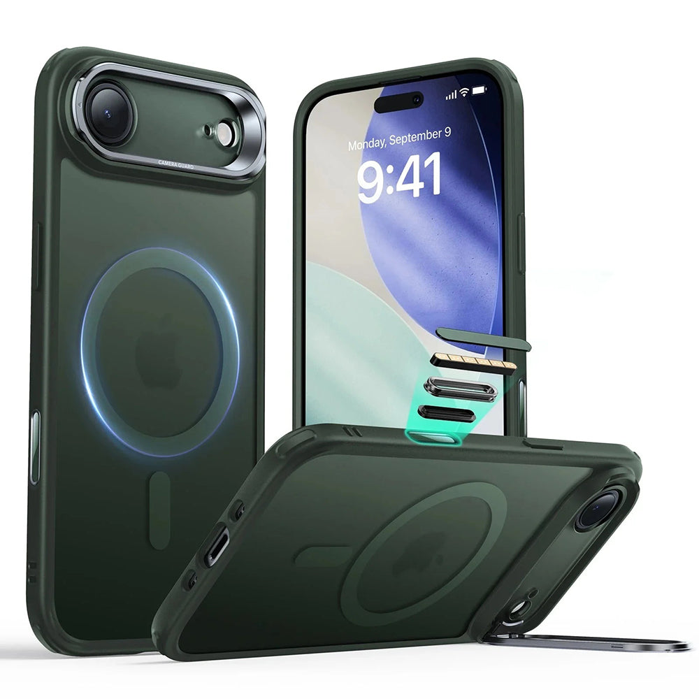 Pouzdro MagSafe pro Apple iPhone 17 Air, ESR, Classic Hybrid Kickstand, Saténově zelená