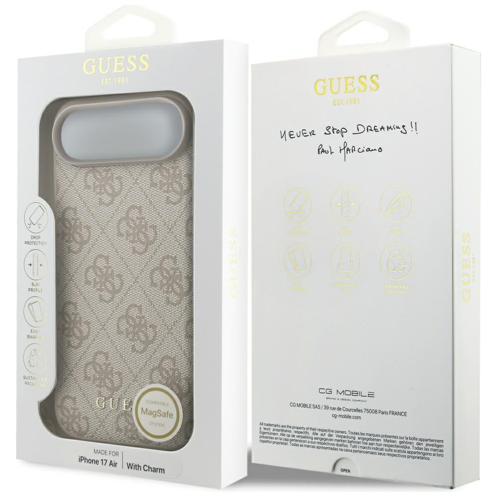 Pouzdro MagSafe pro Apple iPhone 17 Air, Guess, 4G Charm Cradle, Růžové