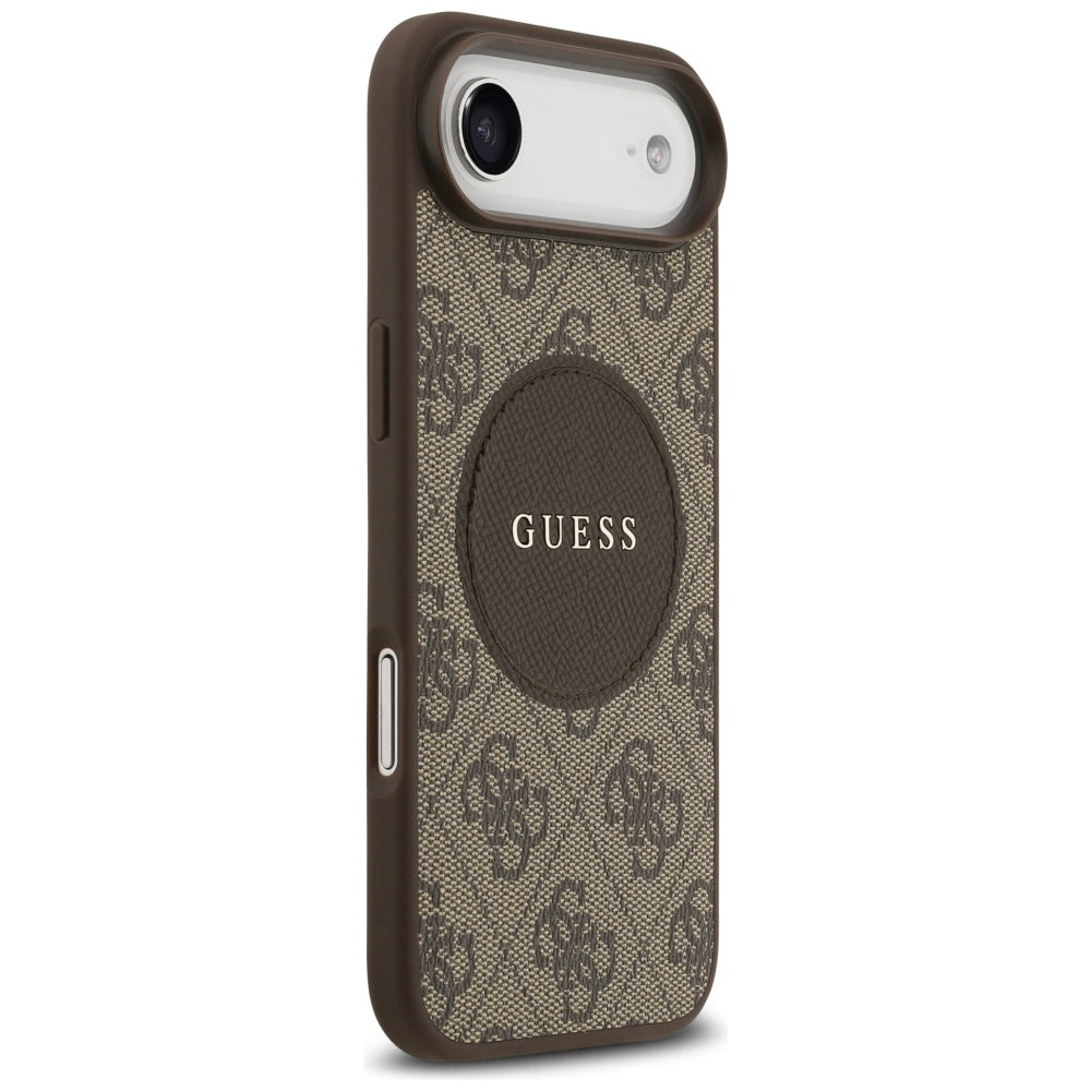 Pouzdro MagSafe pro Apple iPhone 17 Air, Guess, 4G Circle Classic Logo, hnědá