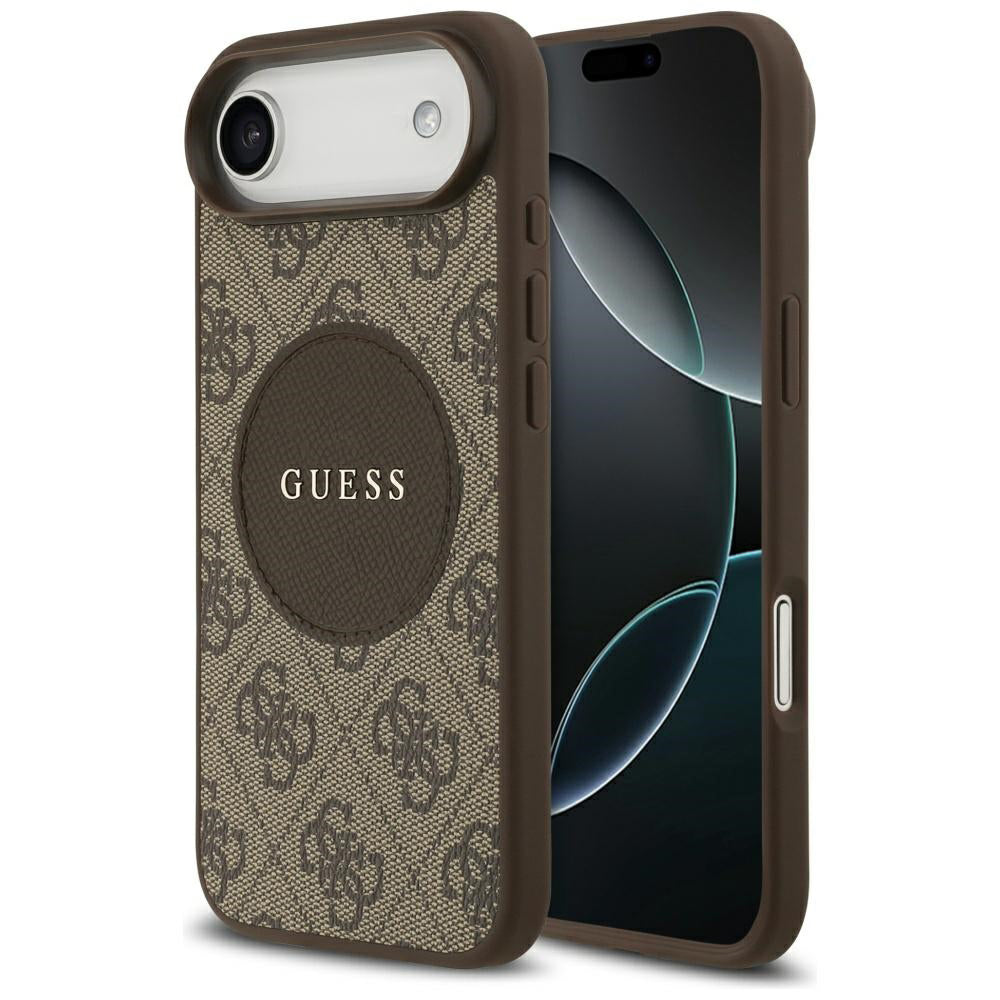 Pouzdro MagSafe pro Apple iPhone 17 Air, Guess, 4G Circle Classic Logo, hnědá